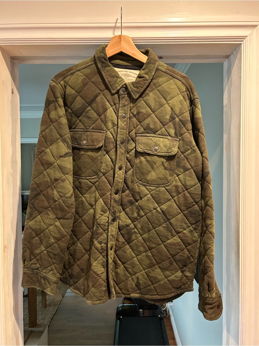 Camouflage Quilted Olive Green Men's Jacket